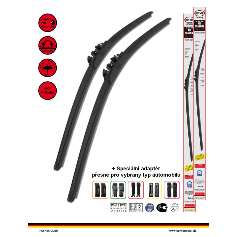 Sada flat stěračů HEYNER BMW / OPEL / VOLVO